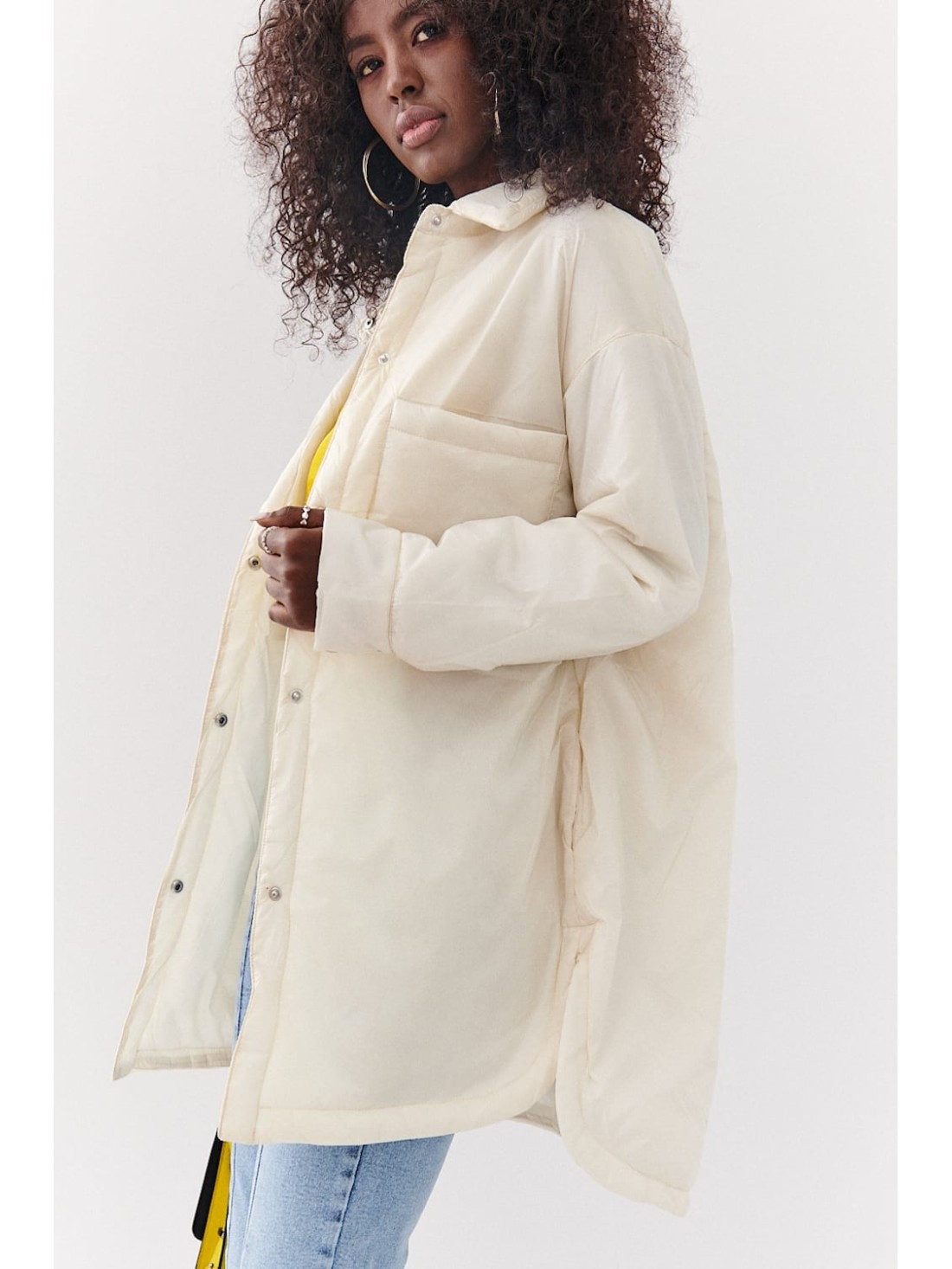 Oversized thin jacket with collar ekri 5822 - Online store - Boutique